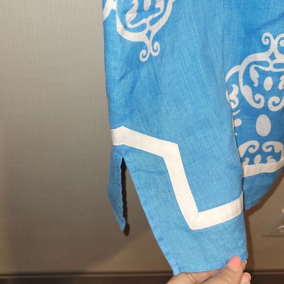 Sarah Spencer Tunic Top Woman 1 X Linen Blue Lagenlook Coastal Resort Boho - Picture 4 of 9